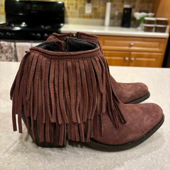 Independent Boot Co 6.5C Brown Leather Tassel Cowgirl Western Suede Booties*READ - Picture 6 of 12